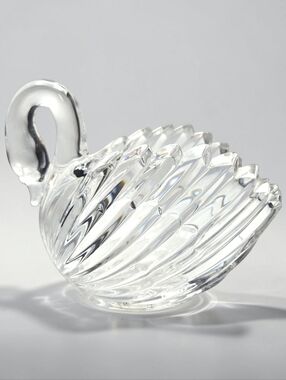 Vintage Gloria Vanderbilt Lead Crystal Swan Bowl Vase Candy Dish Telafloral Gift